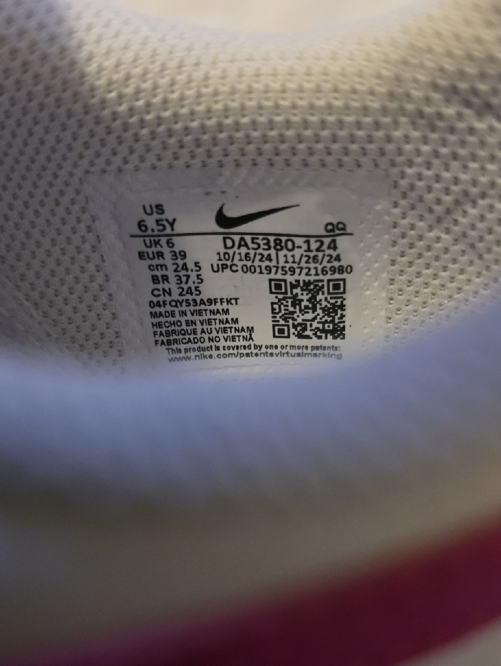 Nike Court Legacy White/laser Fuchsia Big Girls 6.5/Womens 8 - Picture 8 of 12